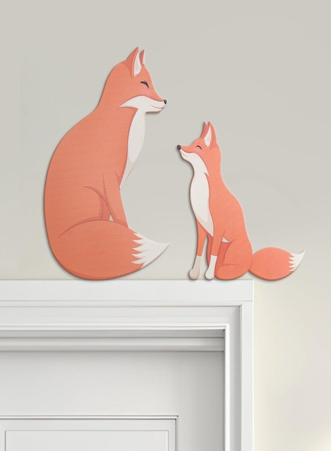 KOYILTD Cute Fox Decor Wooden Door Frame Decoration Fox Door Corner Sculpture for Living Room Bedroom Office Woodland Nursery Decor Gift for Wild Animal Lovers (Happy) - Image 4